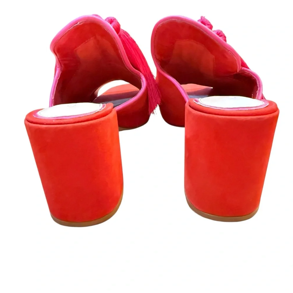Giani Bernini Red Orange and Pink Tassel Mules - Picture 4 of 8